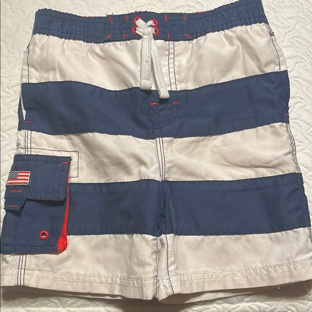 The Children's Place Blue and White Striped Swim Trunks
